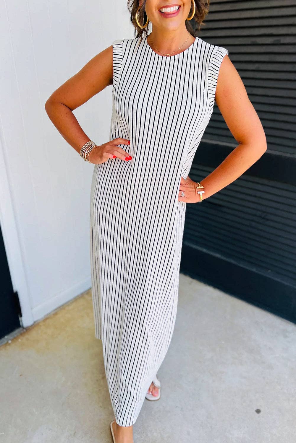 20 Stripe Sleeveless Maxi Dress