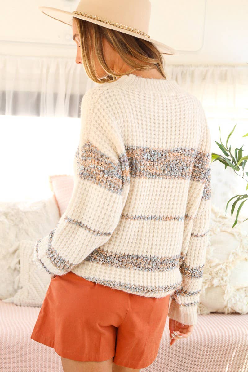 Tweed Color Block Knitted Sweater