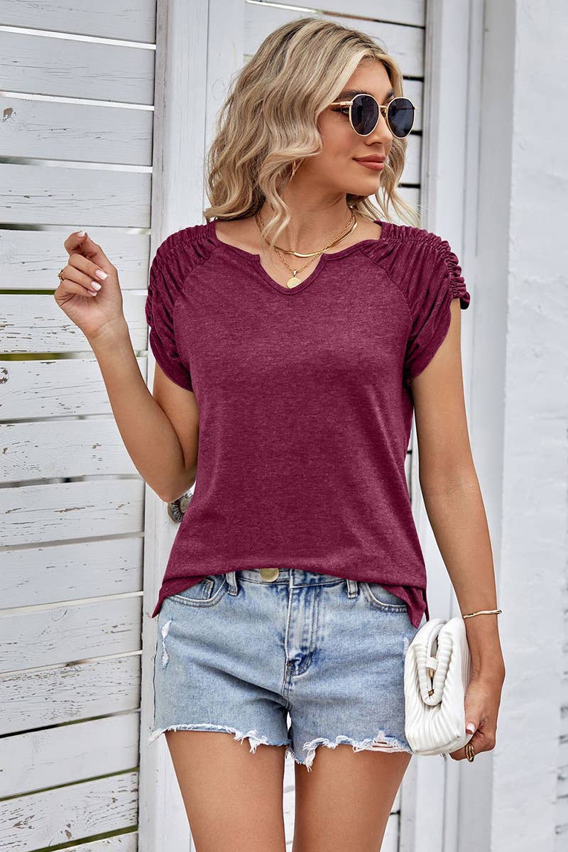 10 Draped Short Sleeve- Wine