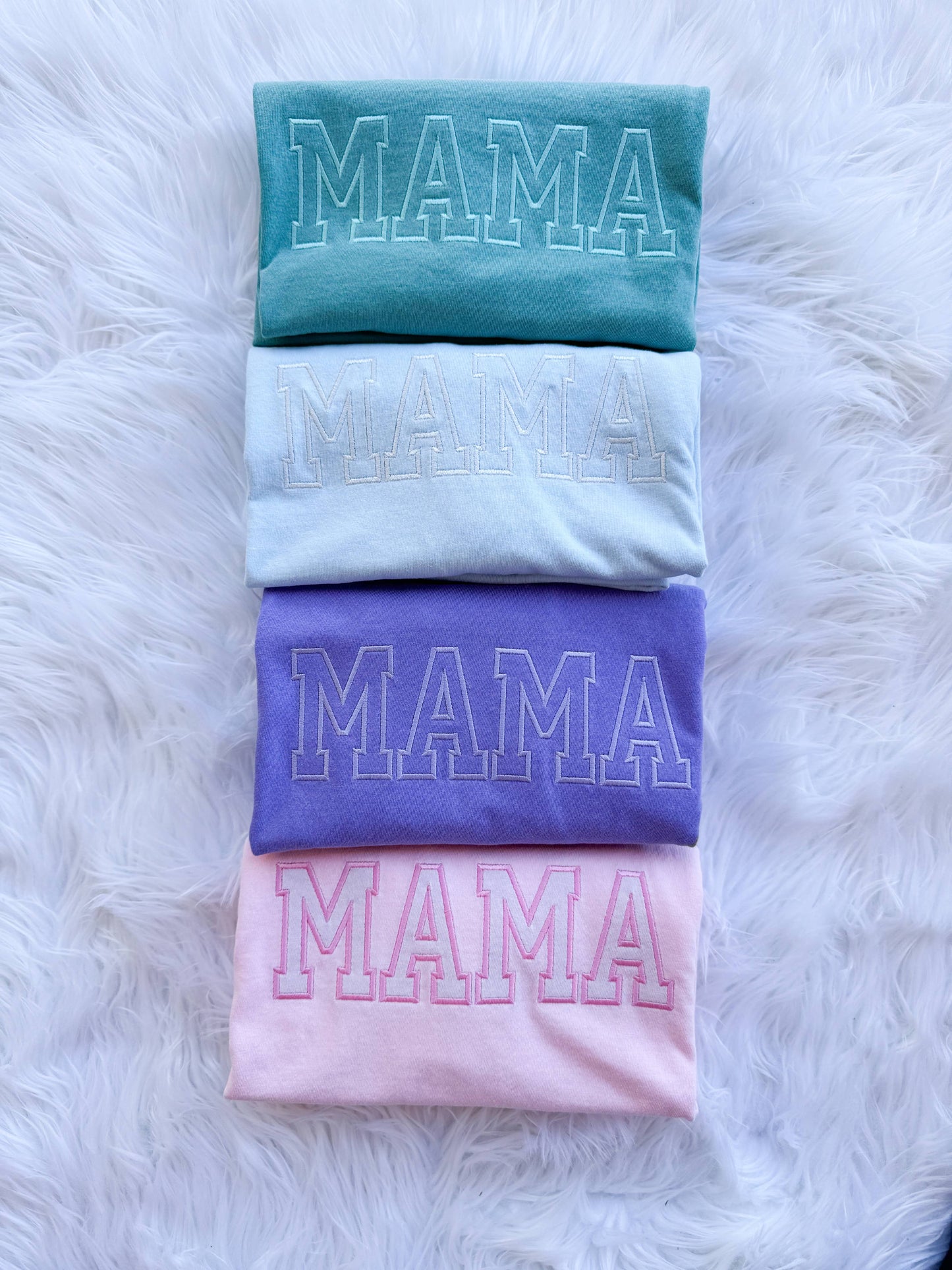 Mama Embroidered Tee- Violet