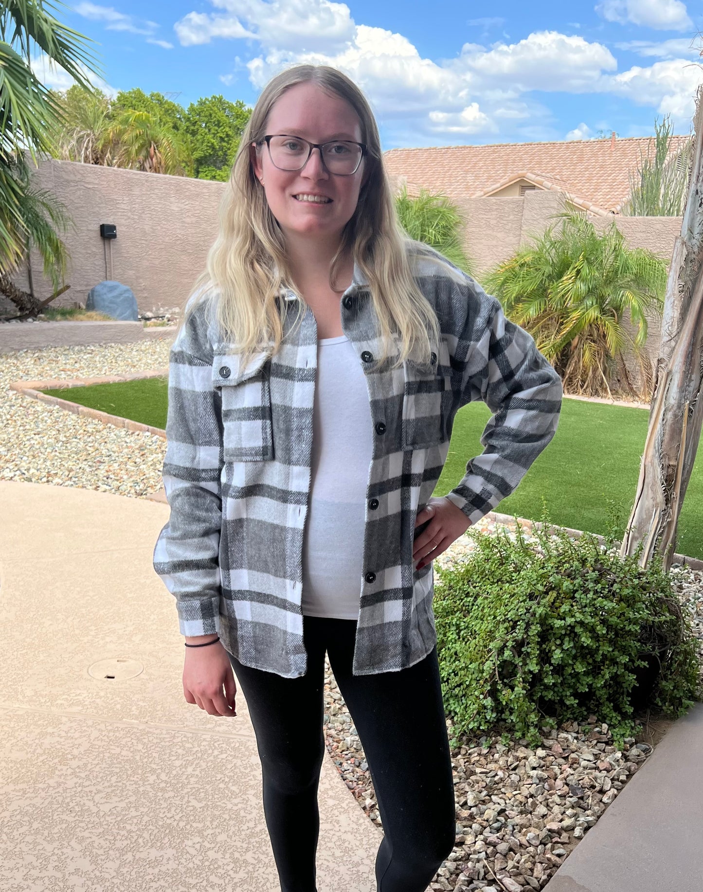 Women's Plaid Button Flannel Shirt Jacket