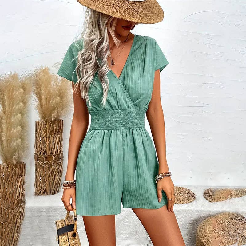 7 Jacquard Stripes With Lace Up Romper