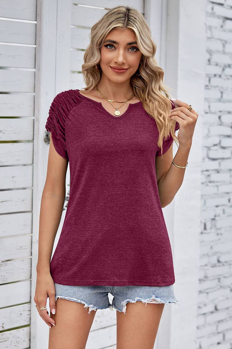 10 Draped Short Sleeve- Wine