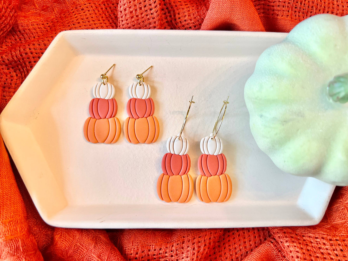 Stacked Pumpkin Earrings, Pumpkin Earrings, Pumpkin Hoops