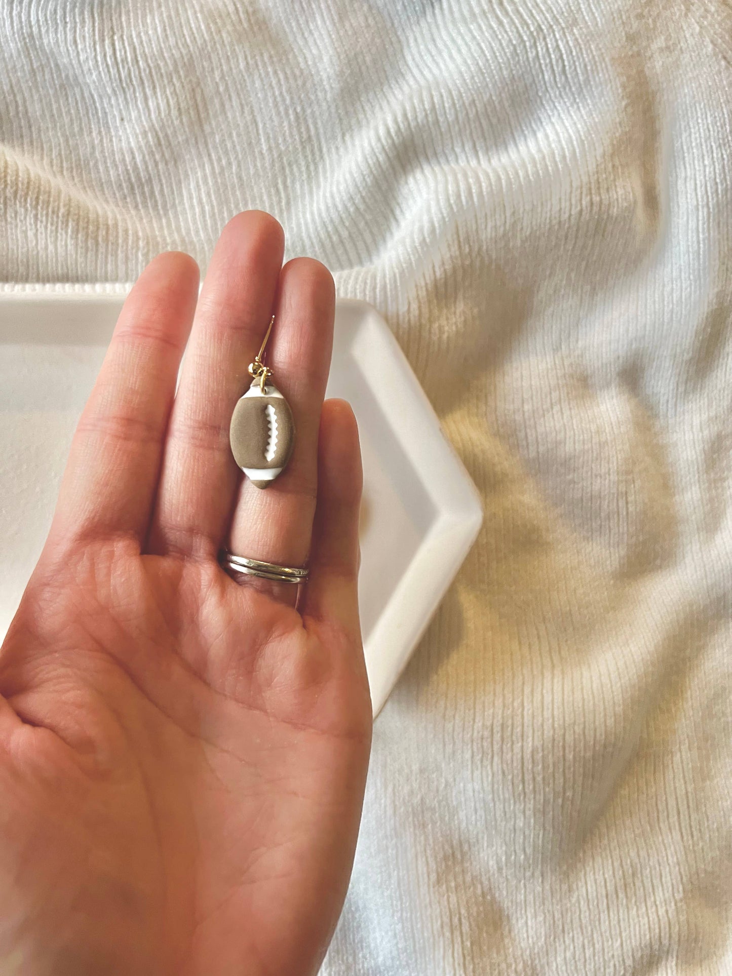 Football Clay Earrings, Football Earrings, Football Studs