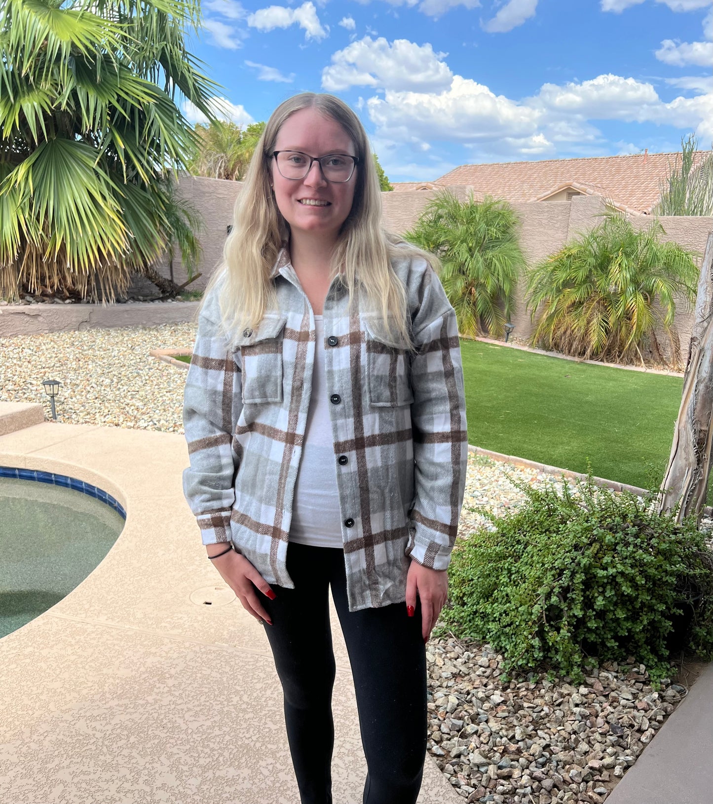 Women's Plaid Button Flannel Shirt Jacket