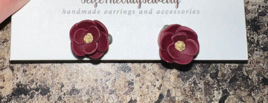 Rose Clay Studs, Small Rose Studs, Rose Clay Earrings