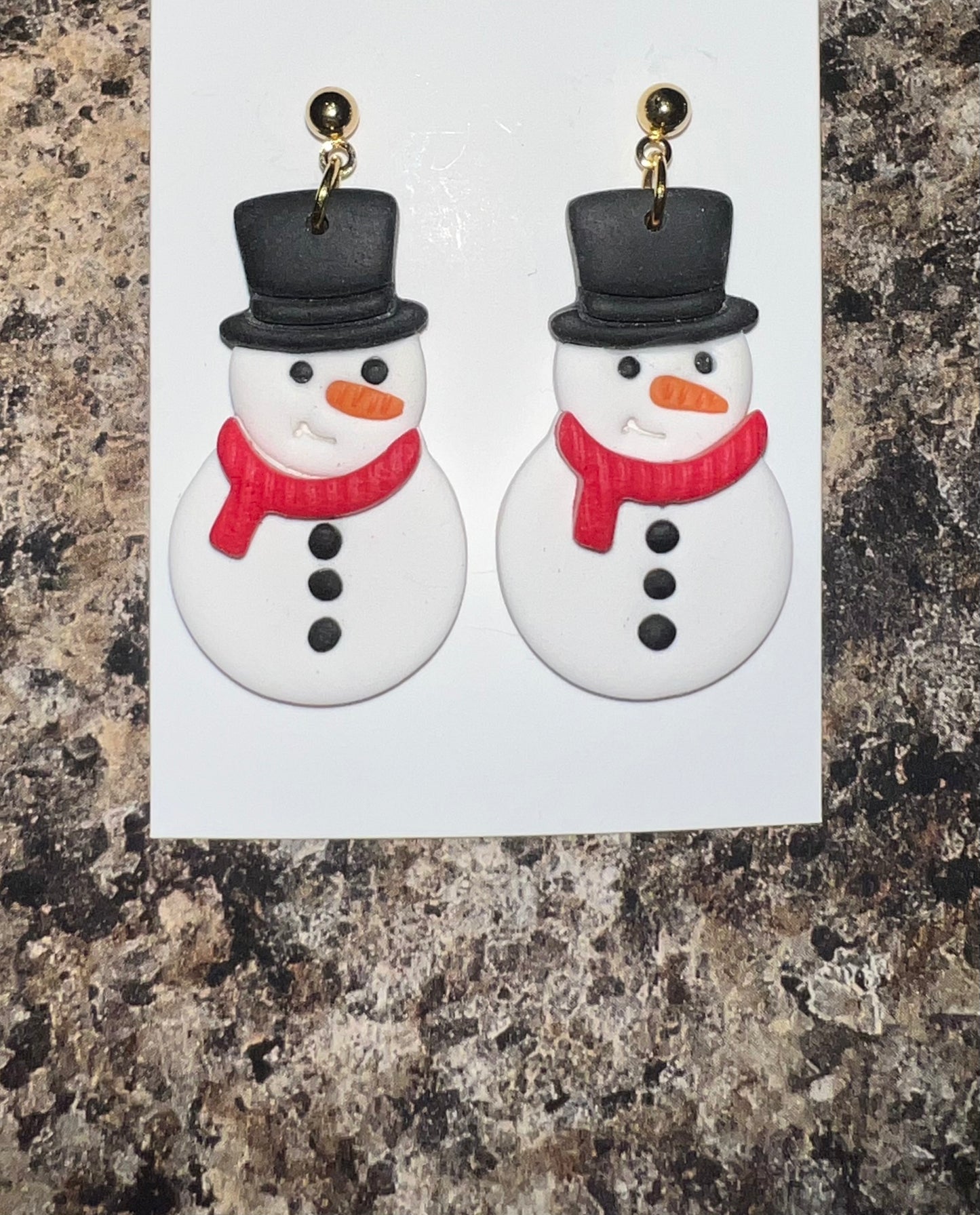 Snowman Clay Earrings, Snowman Earrings