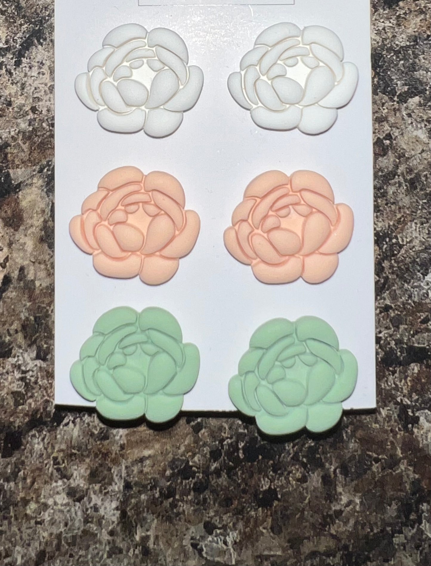 Peony Clay Earrings, Peony Stud Earrings, Peony Earrings