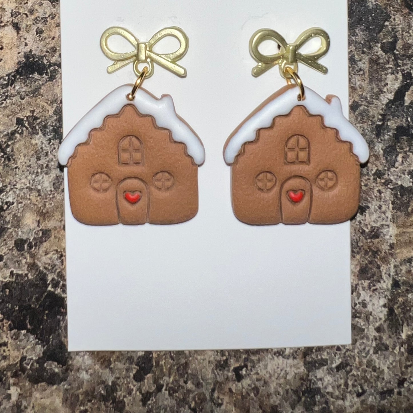 Gingerbread Earrings, Christmas Earrings, House Earrings