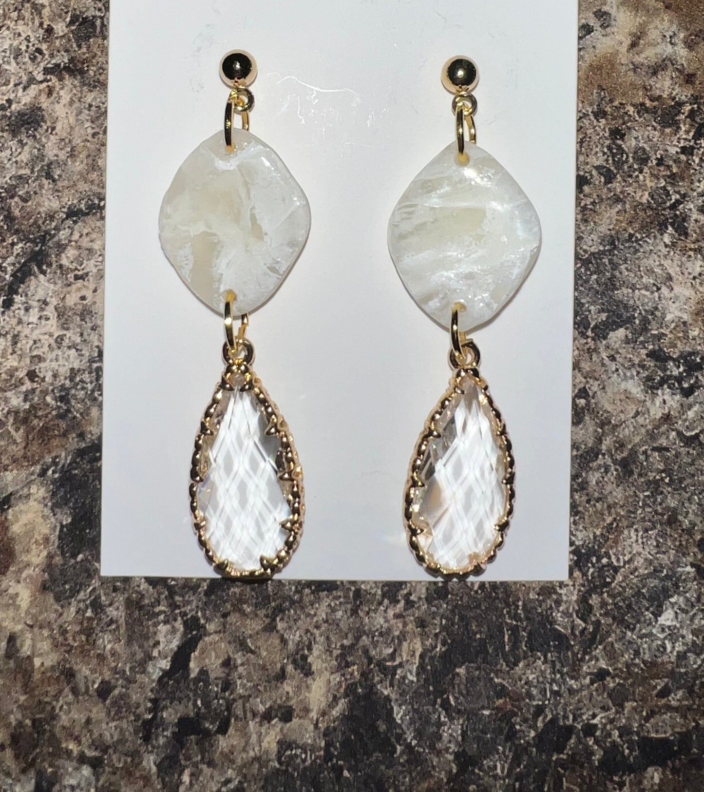 Marbled Clay Earrings, Translucent Bridal Earrings