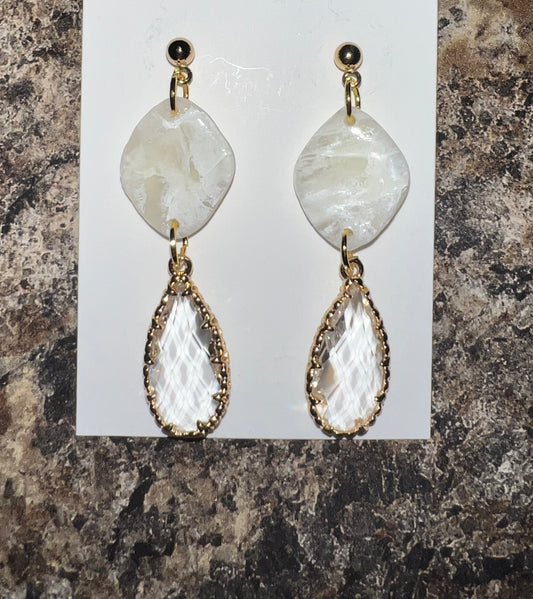 Marbled Clay Earrings, Translucent Bridal Earrings