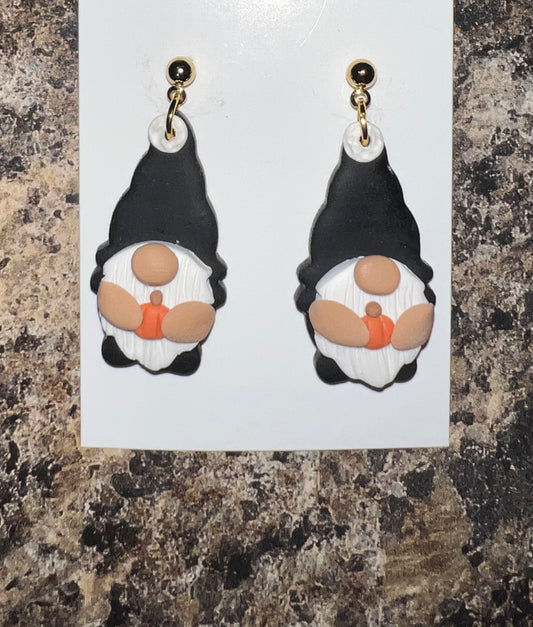 Gnome Halloween Earrings, Gnome Clay Earrings