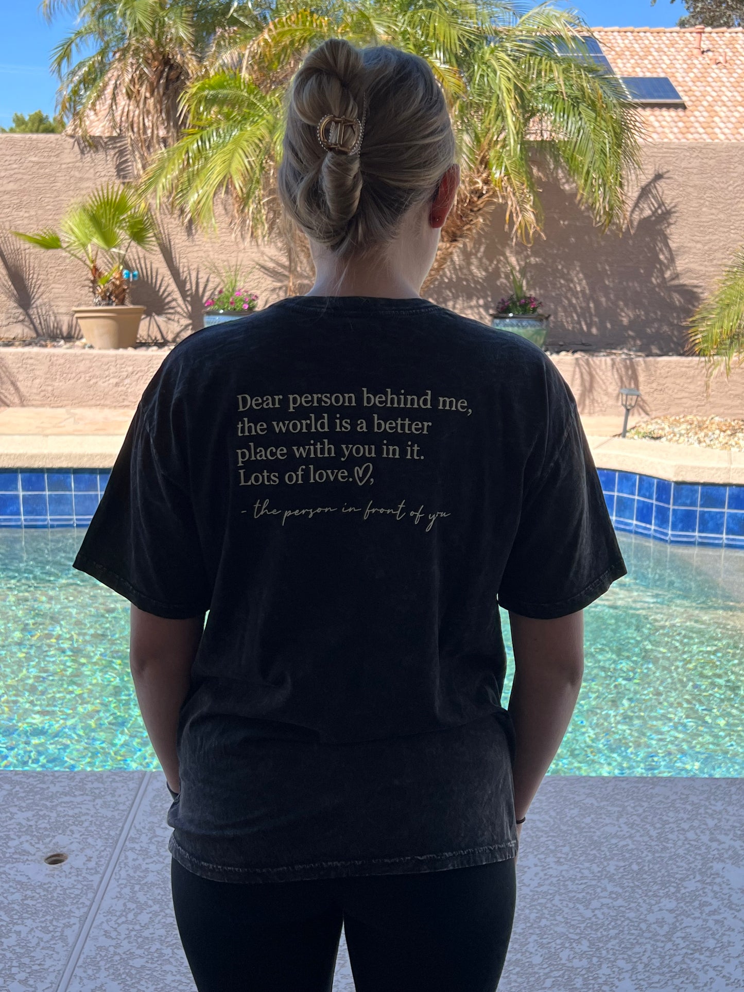 Dear Person Behind Me Graphic Top- Mineral Black