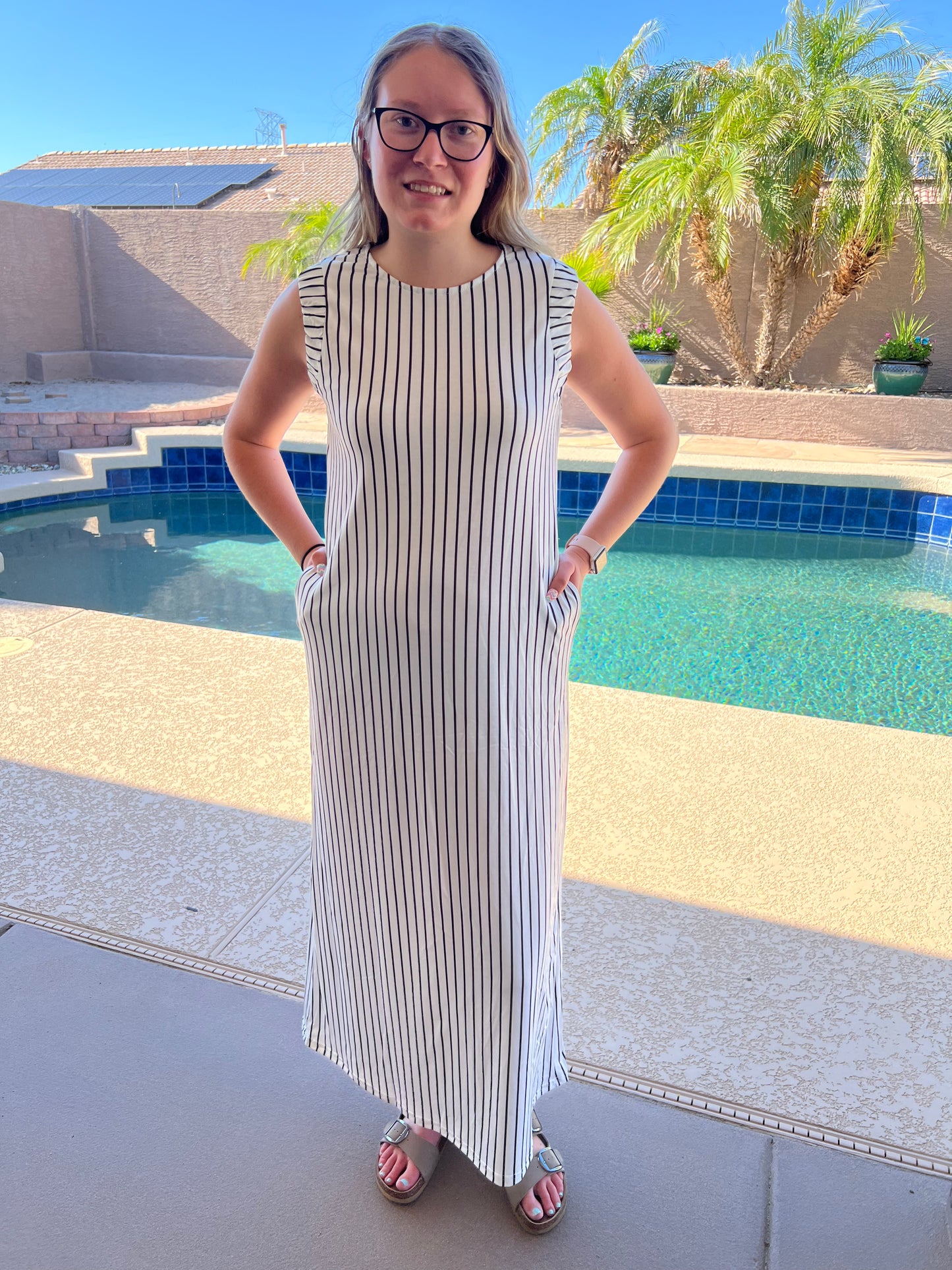 20 Stripe Sleeveless Maxi Dress