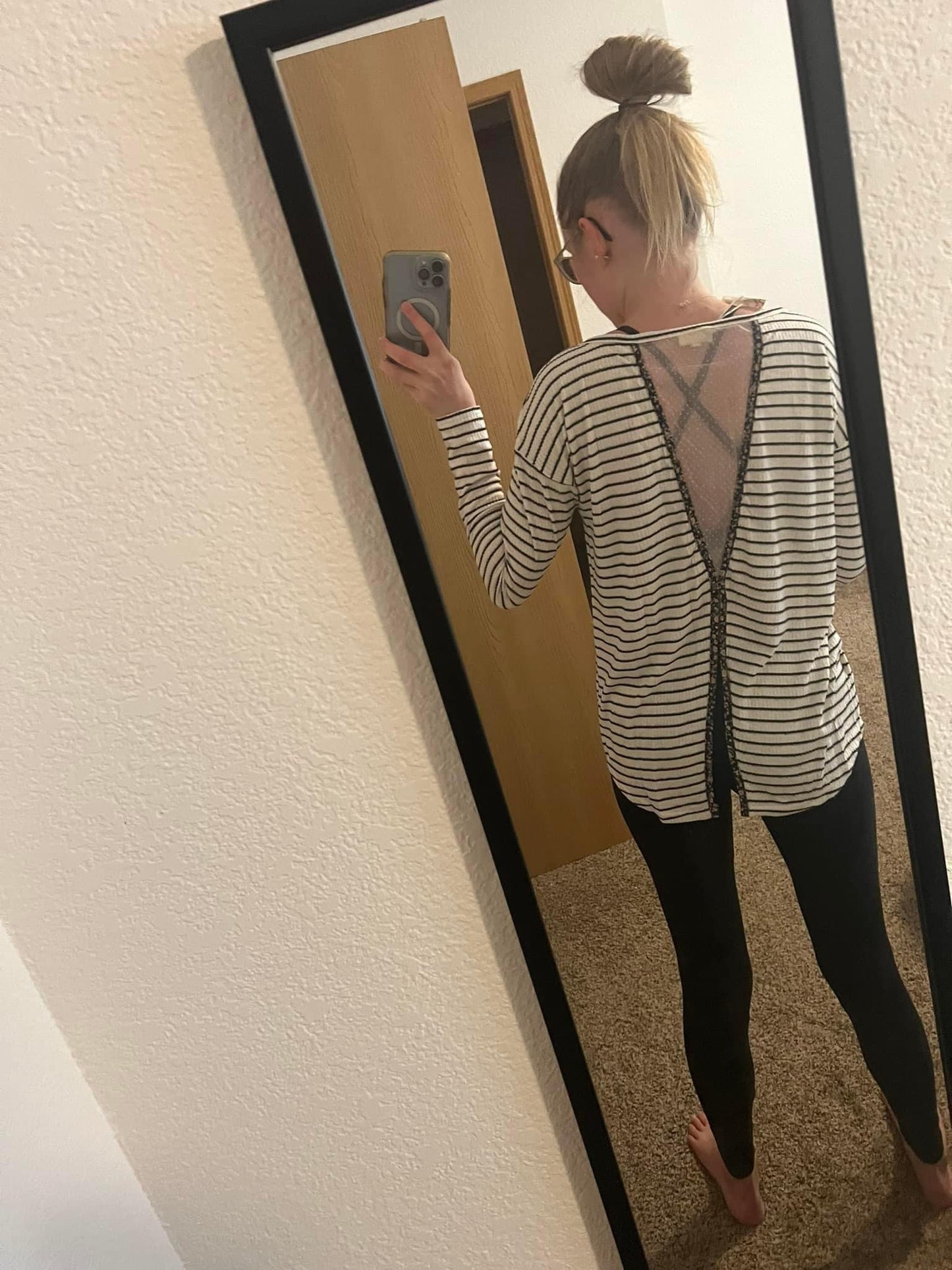 66 Ditsy Print Contrast Swiss Dot Lace Mixed Stripe Top