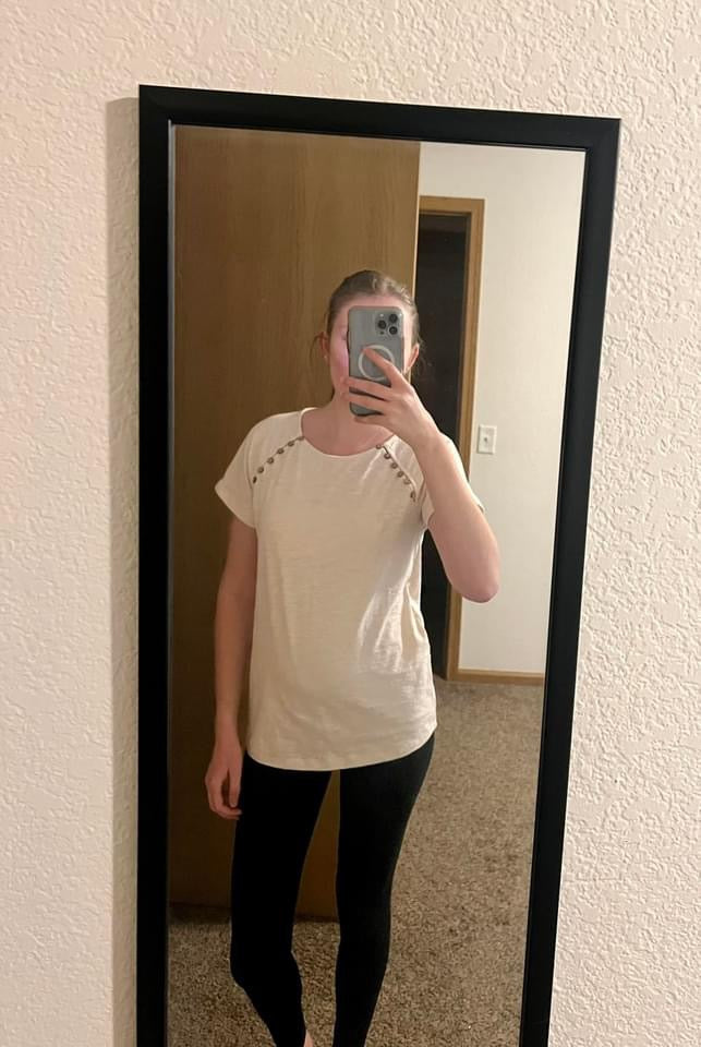 76 Button Detailed Knit Short Sleeve- Birch Color