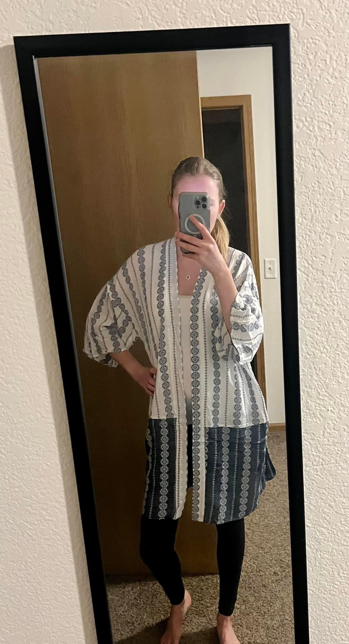 72 Ethnic Print Open Kimono