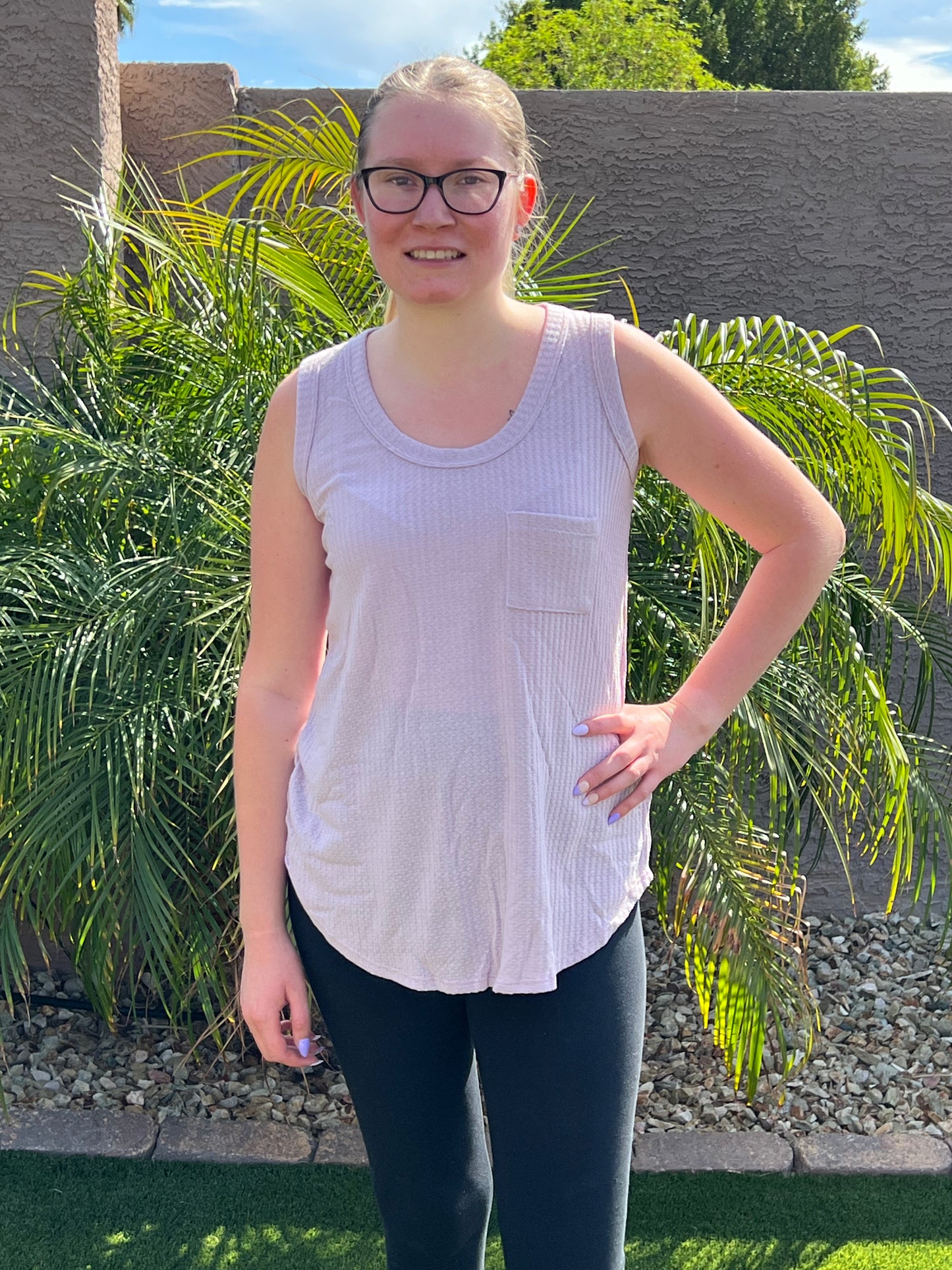 Waffle Knit Tank top- Lavender