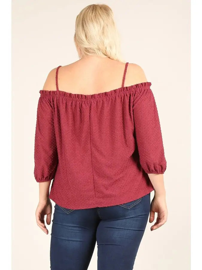48 Black Off The Shoulder Clip Dot Top