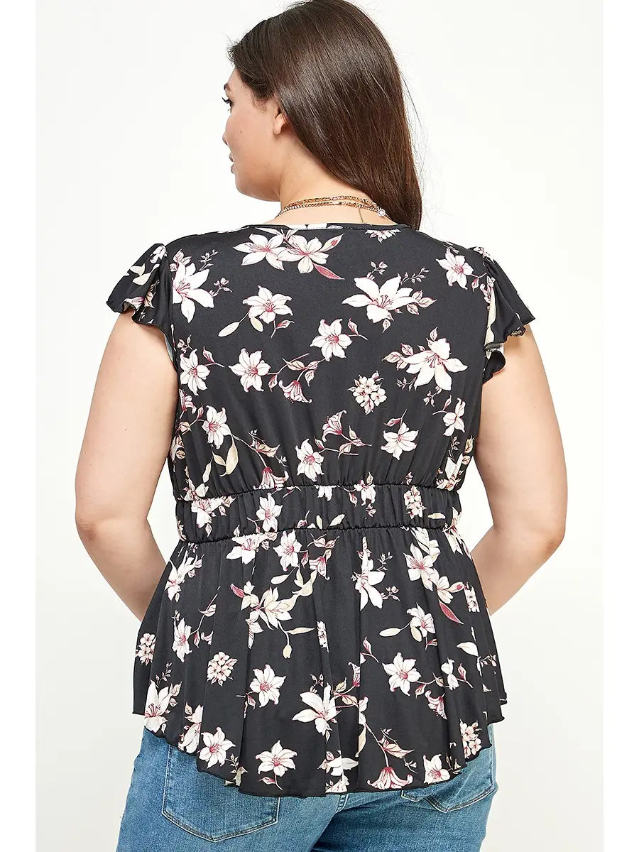 50 Floral Ruffle Babydoll Top