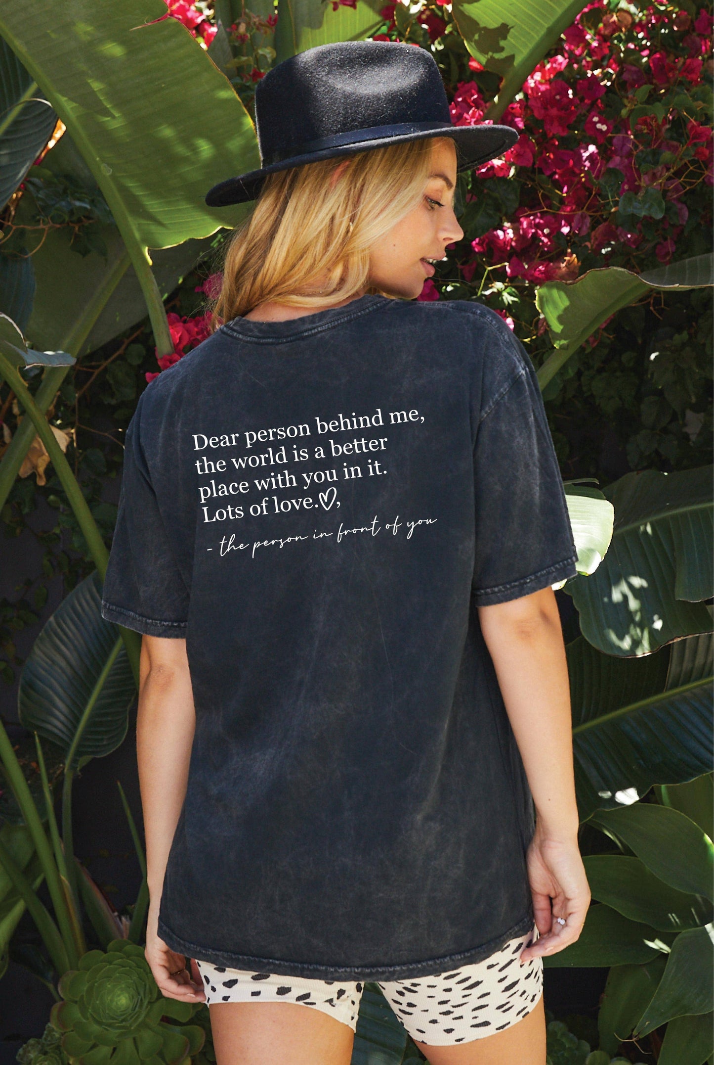 Dear Person Behind Me Graphic Top- Mineral Black