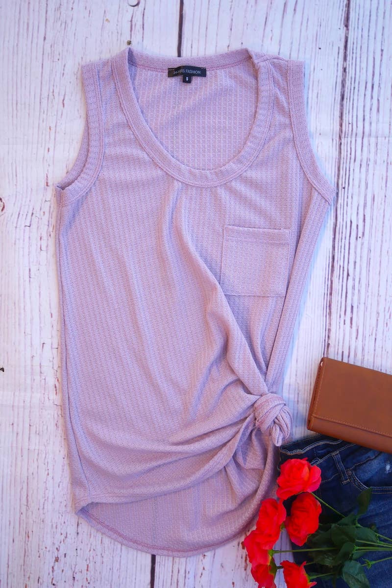 Waffle Knit Tank top- Lavender