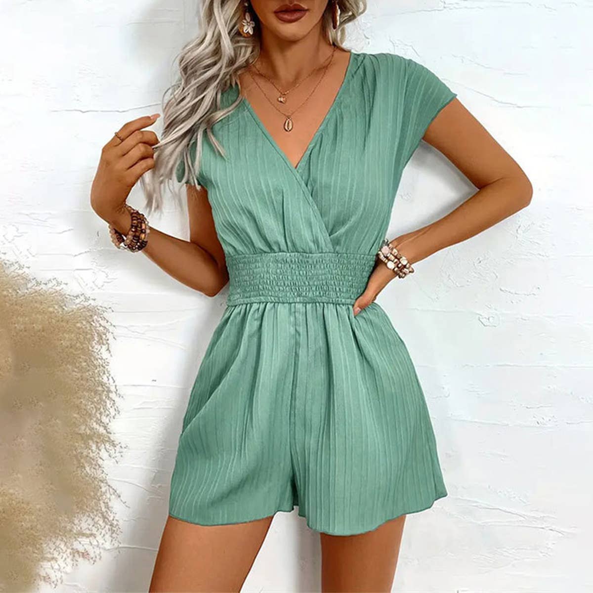 7 Jacquard Stripes With Lace Up Romper