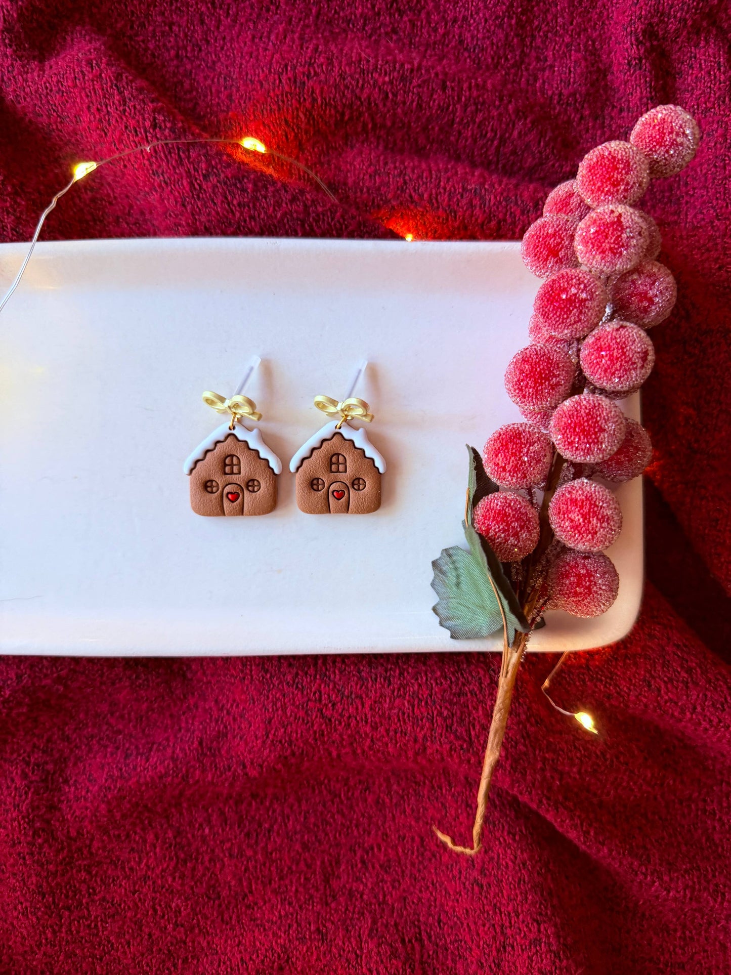 Gingerbread Earrings, Christmas Earrings, House Earrings