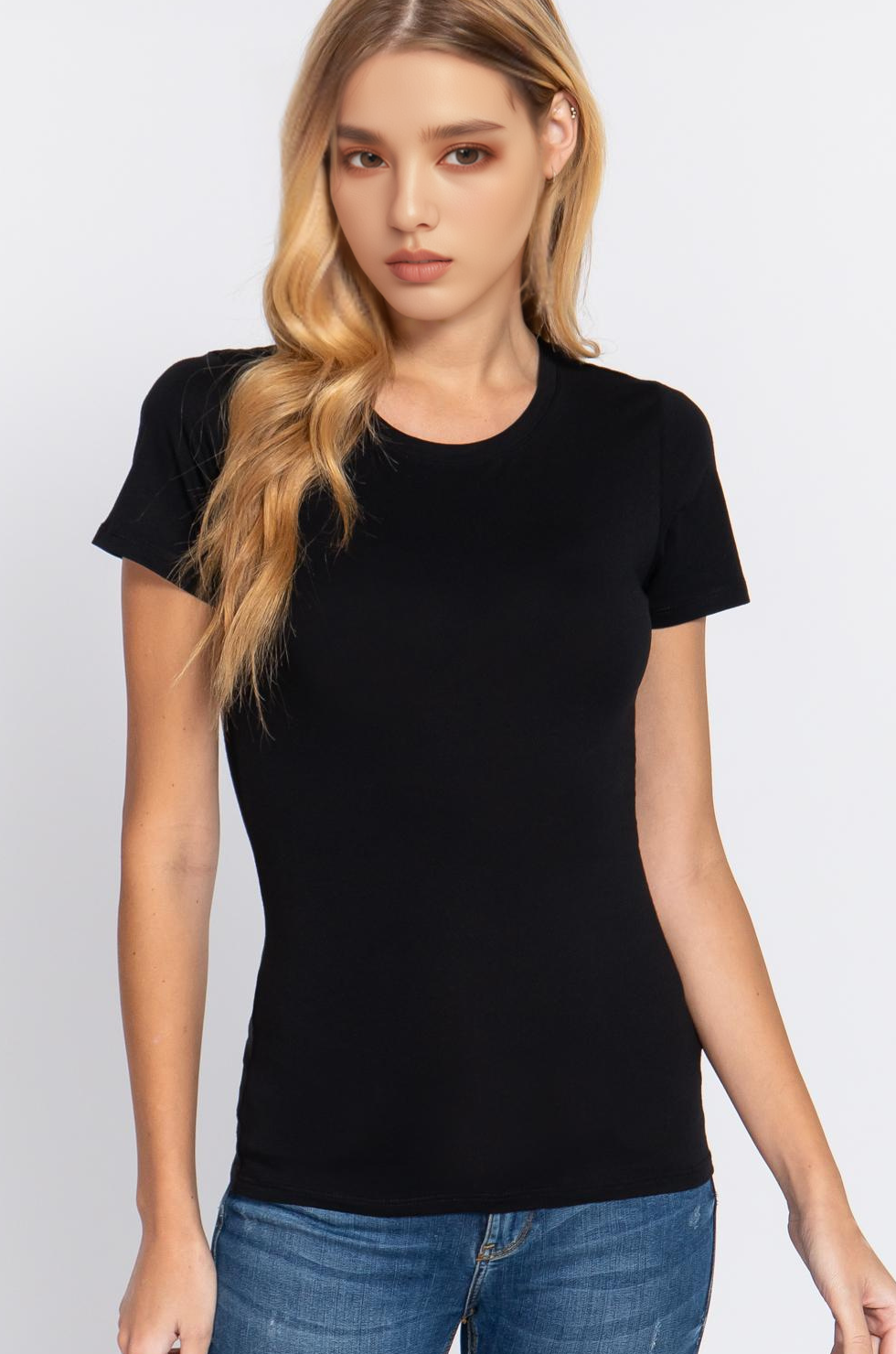 Fitted Short Sleeve Crew Neck