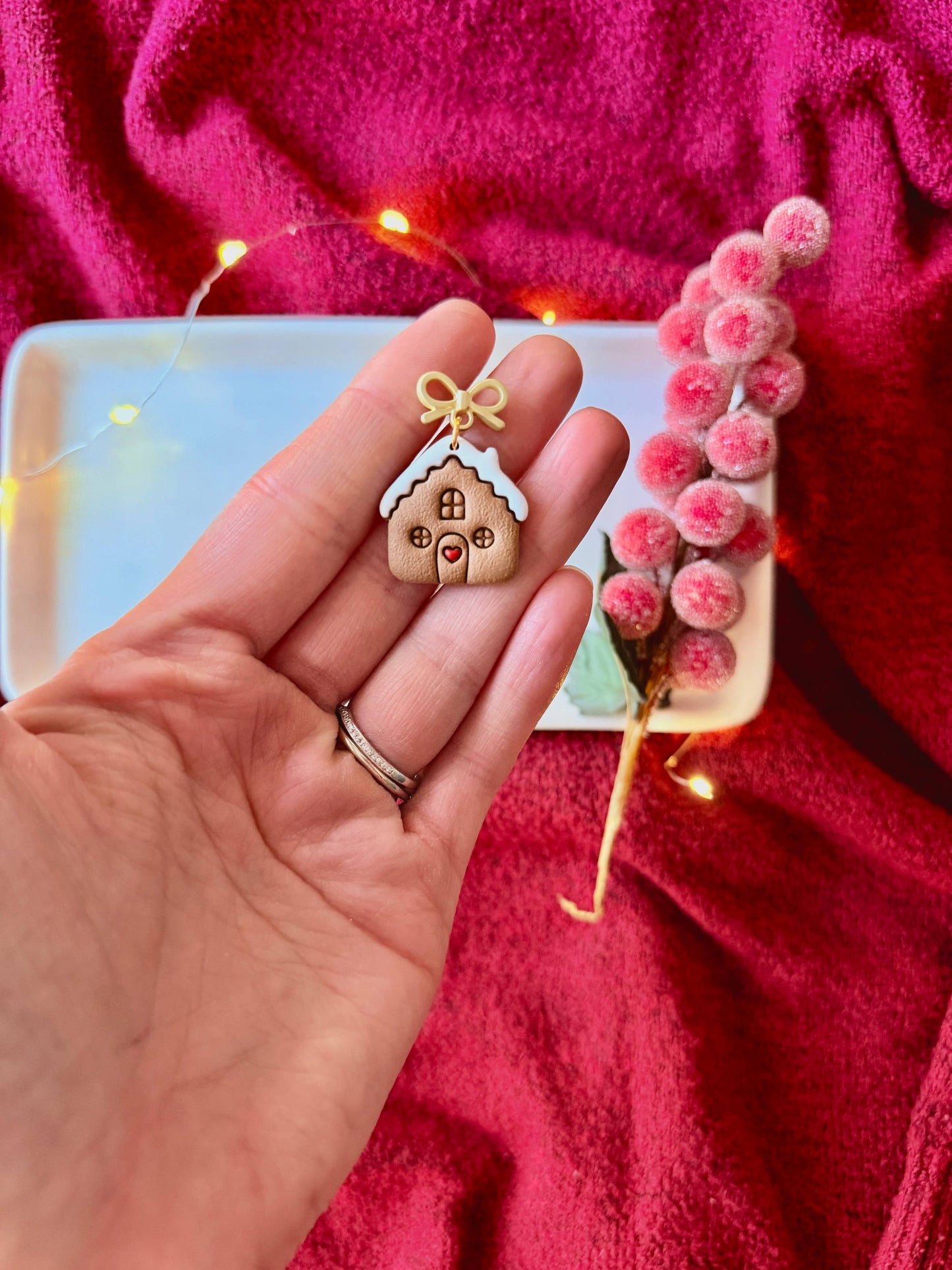 Gingerbread Earrings, Christmas Earrings, House Earrings