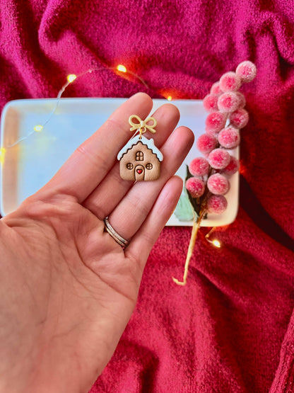 Gingerbread Earrings, Christmas Earrings, House Earrings