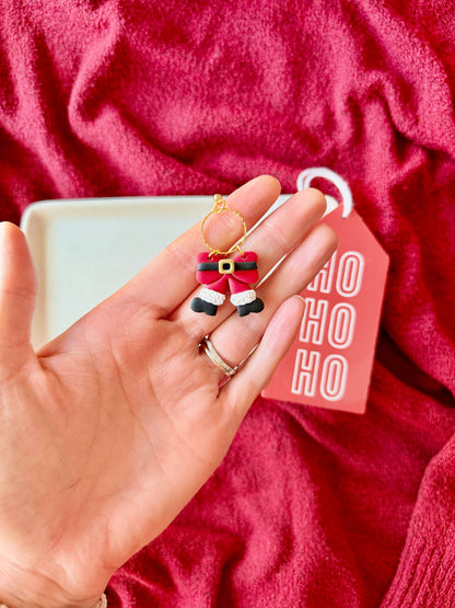 Santa Bow Earrings, Santa Clay Earrings, Santa Claus Earring