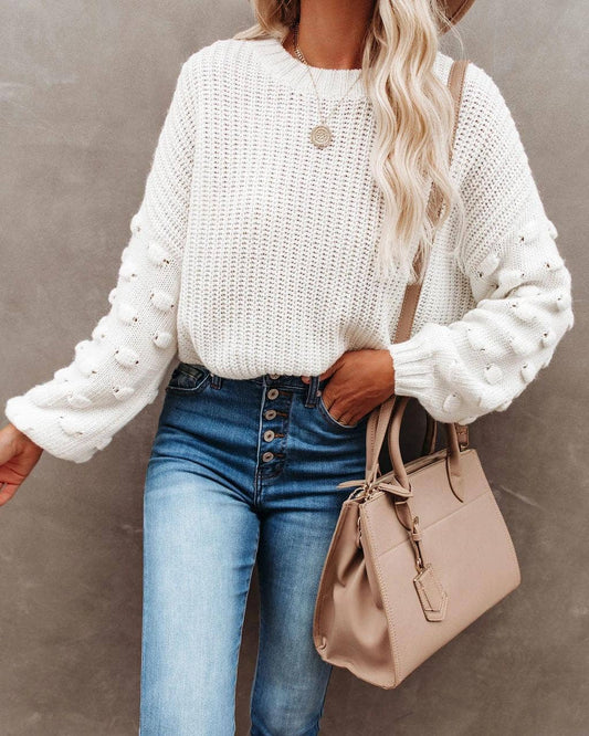 Cropped sweater knitwear- White