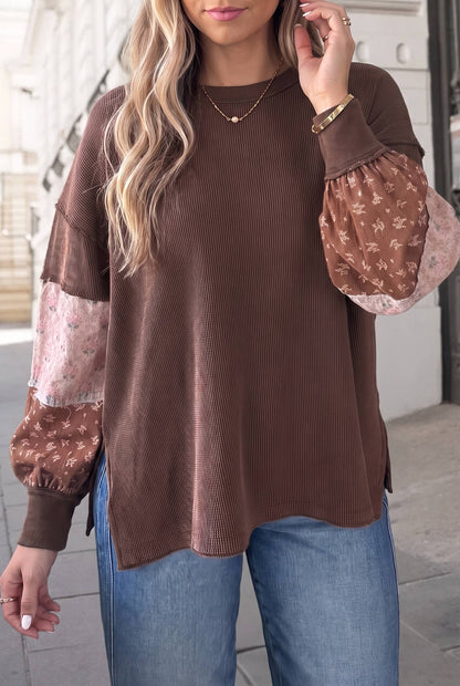 Wildflower Floral Print Textured Loose Pullover Top
