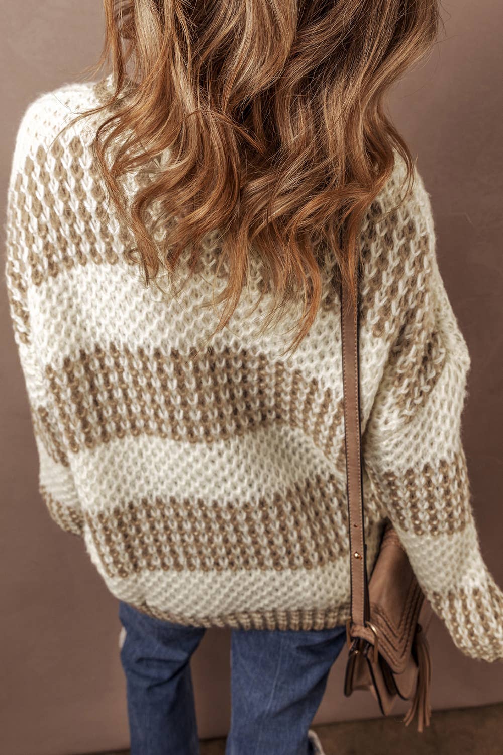 Color Block Round Neck Knit Sweater