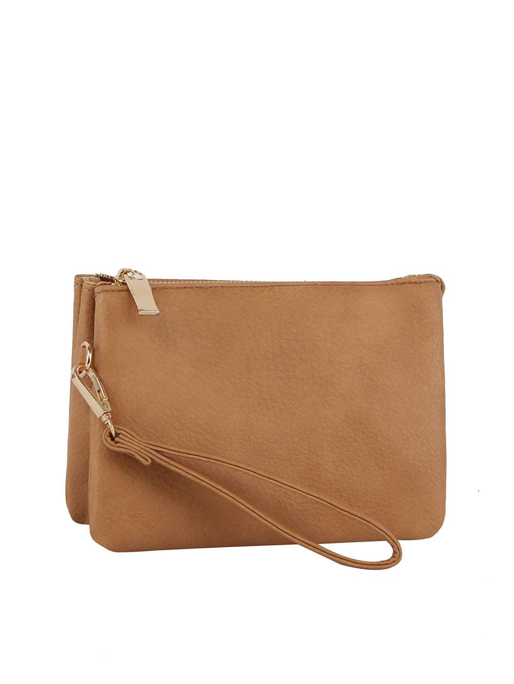 Convertible clutch crossbody wristlet- Light Tan