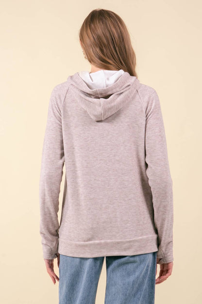 Buttery Soft Fleeced Knit Hoodie Sweatshirt