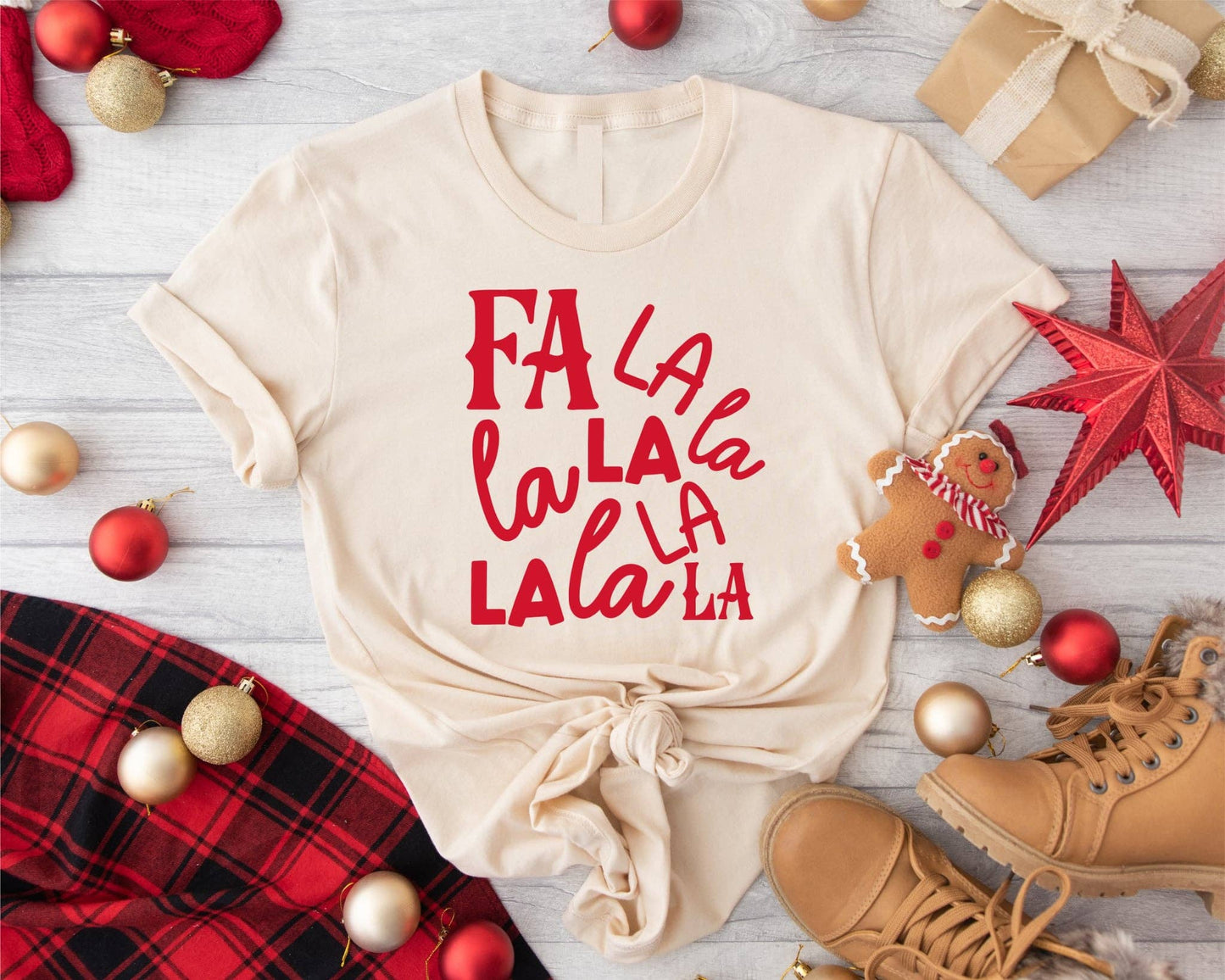 Fa La La Graphic Tee- Cream