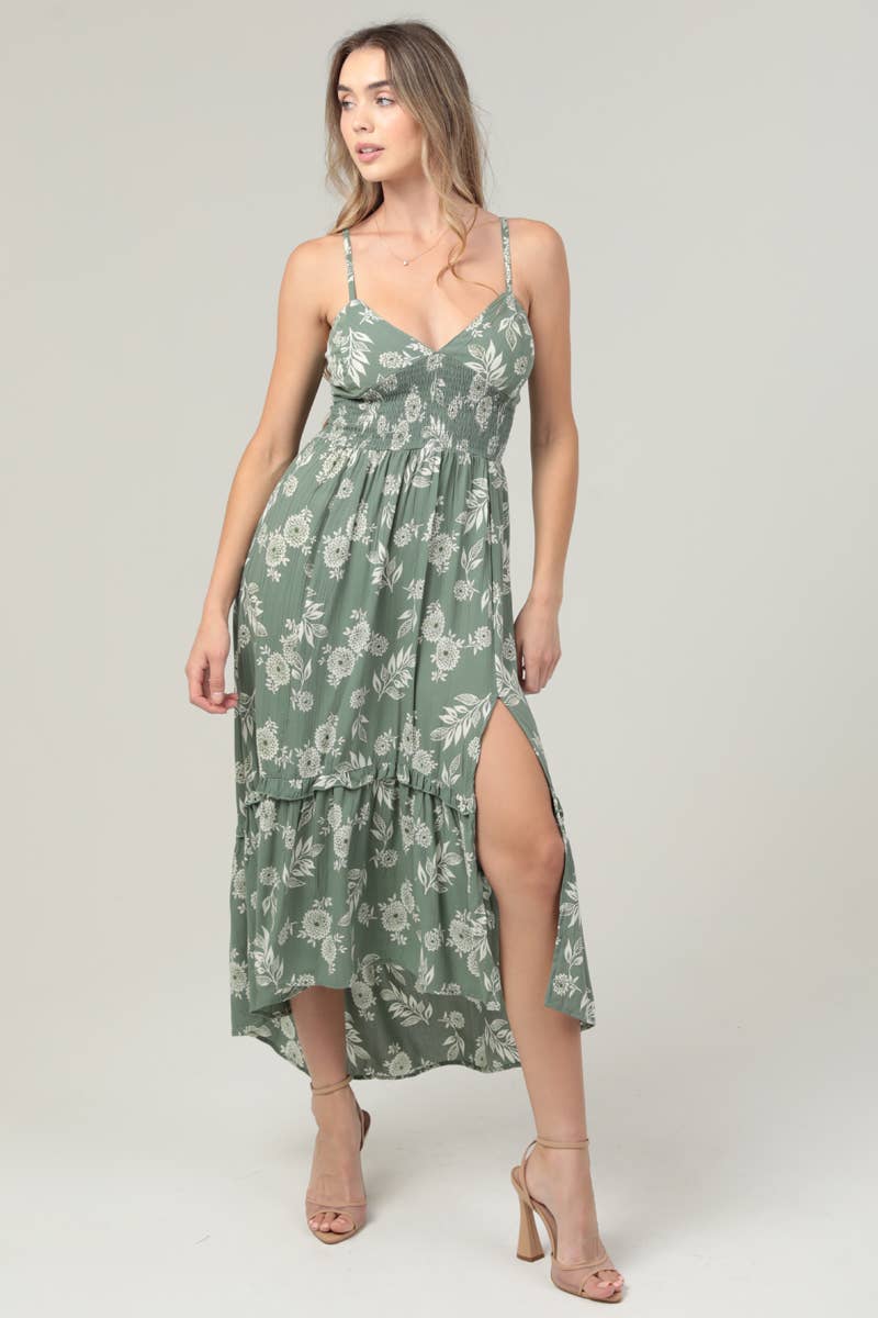 V-Neck Maxi Dress- Green