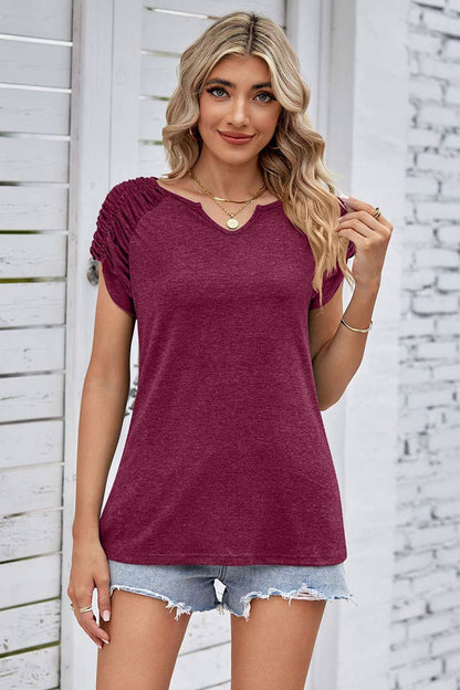 10 Draped Short Sleeve- Wine