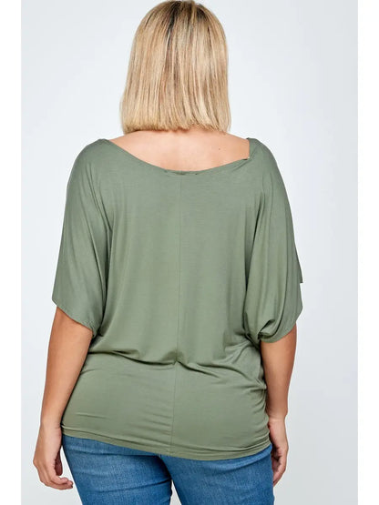 Solid Dolman Drape Top