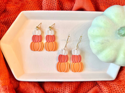 Stacked Pumpkin Earrings, Pumpkin Earrings, Pumpkin Hoops
