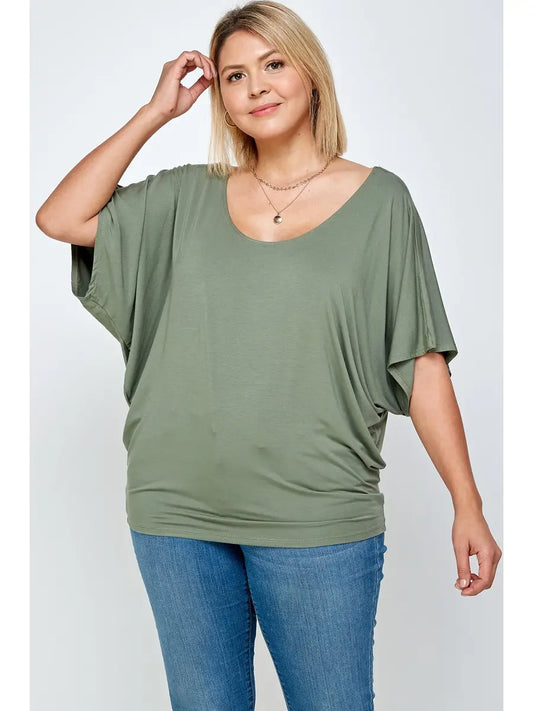 Solid Dolman Drape Top