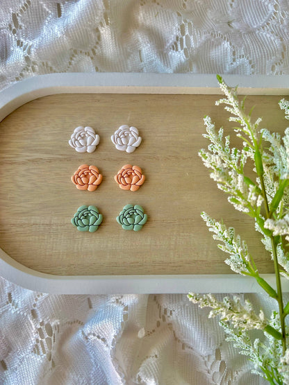 Peony Clay Earrings, Peony Stud Earrings, Peony Earrings