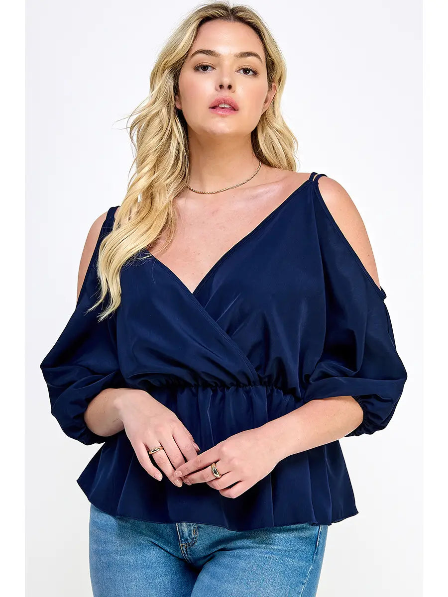 Surplice Cold Shoulder Blouse