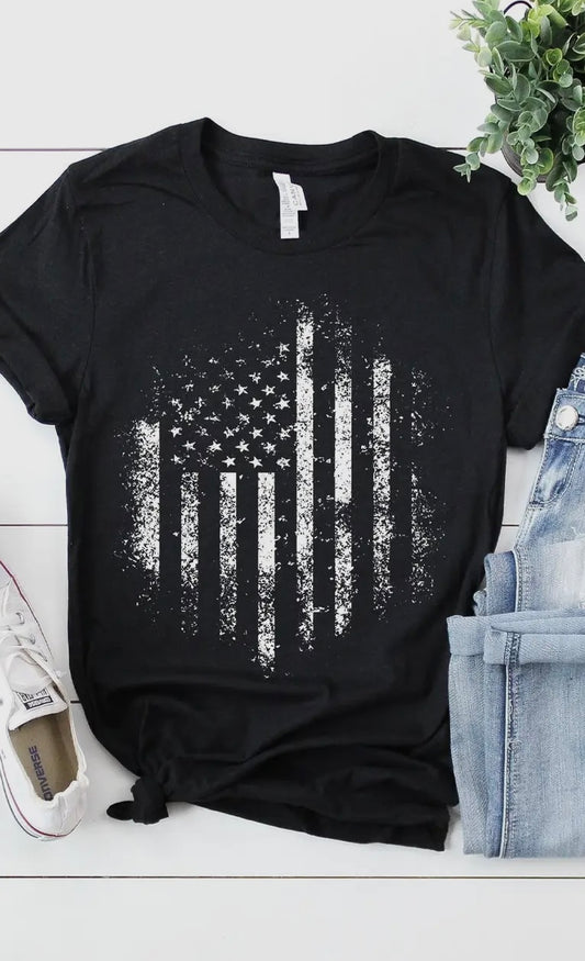 Retro Distressed American Flag Tee