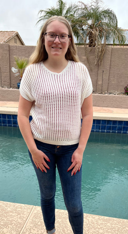 Viscose Crochet Knit Sheer Hollow Sweater