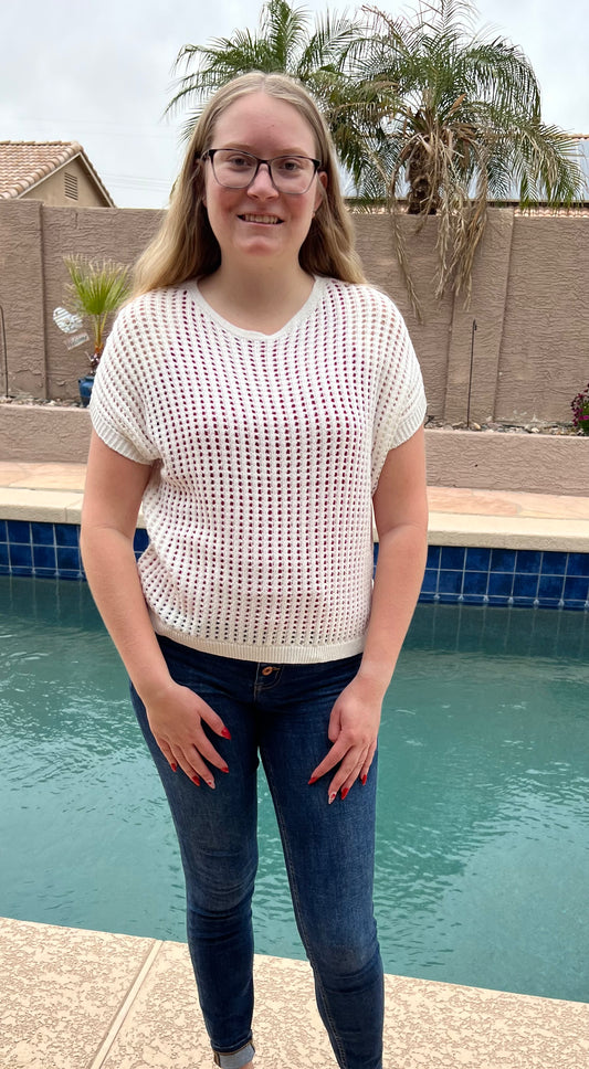 Viscose Crochet Knit Sheer Hollow Sweater
