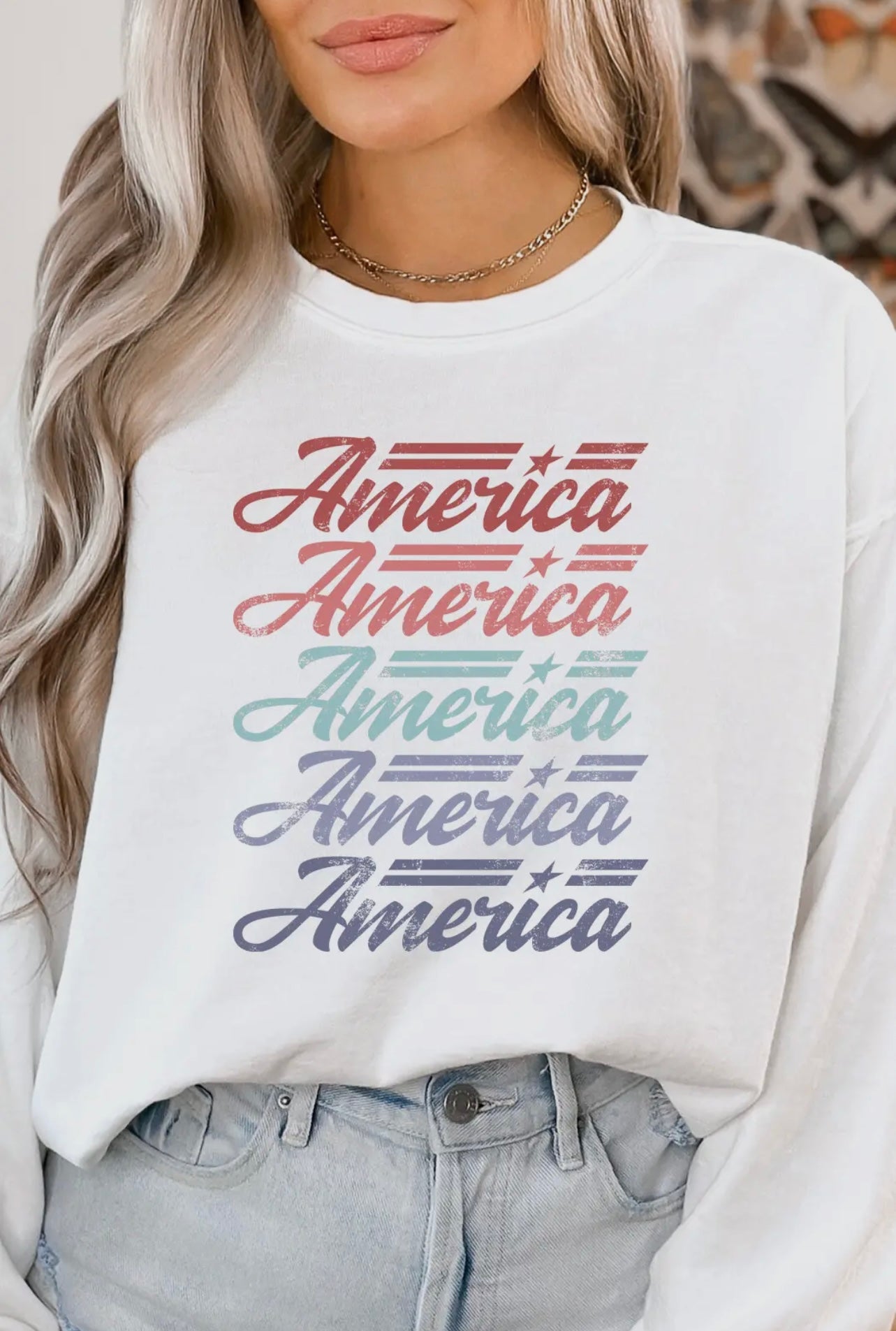 America Patriotic Comfort Crewneck